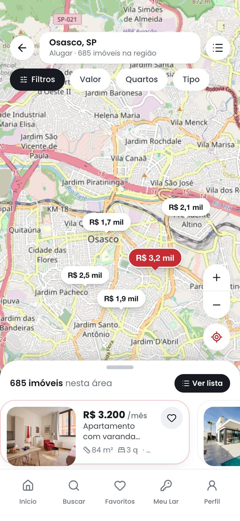 Tela do App Canadá +Imóveis