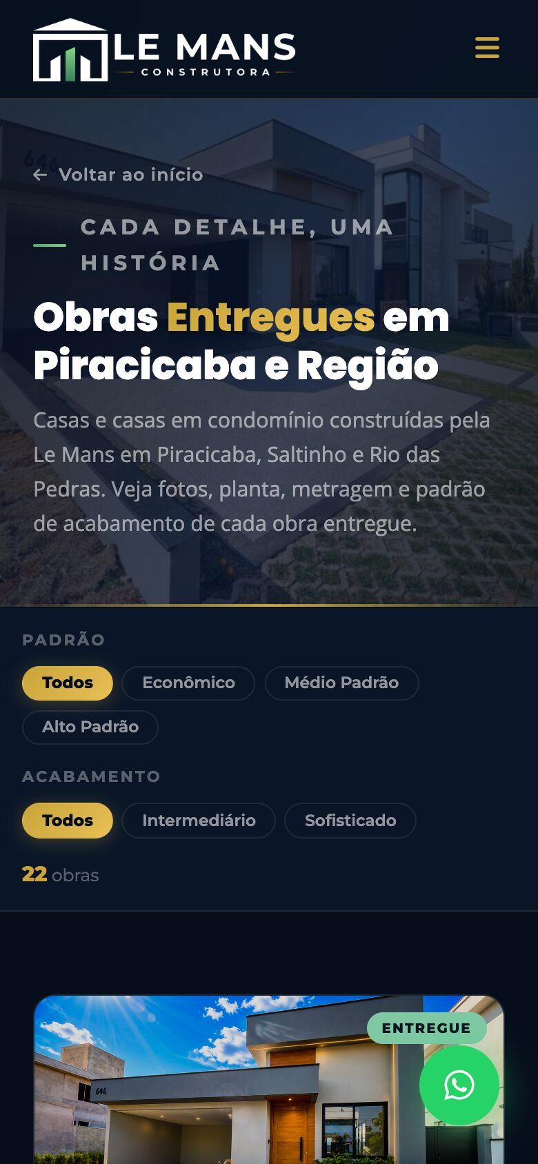 Obras entregues no celular