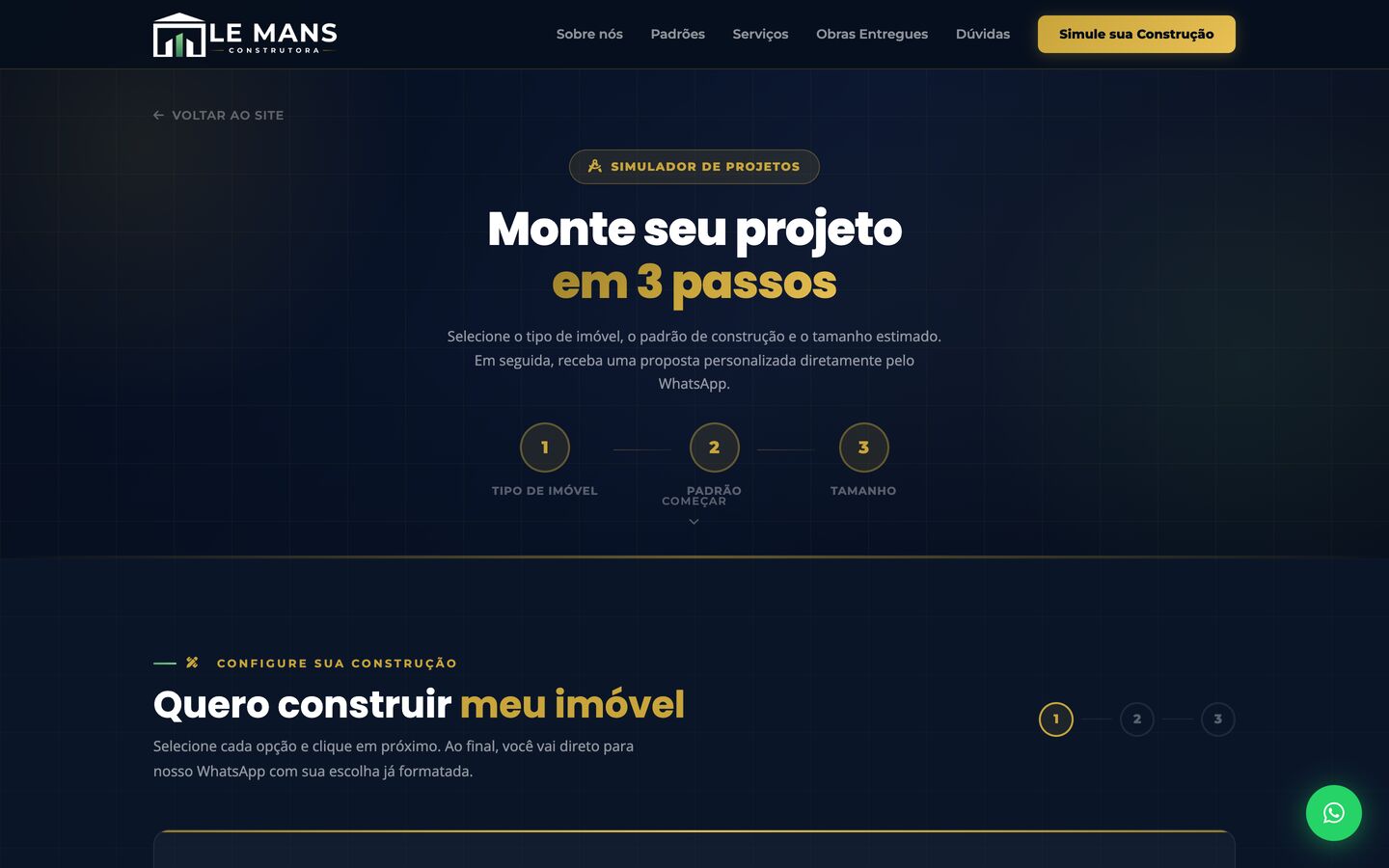 Simulador de projeto em 3 passos