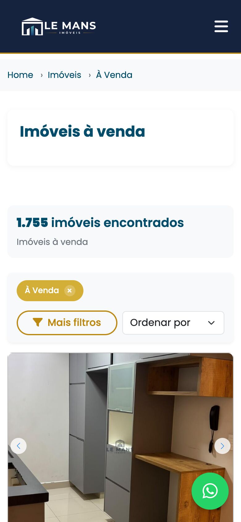 Busca de imóveis à venda no celular
