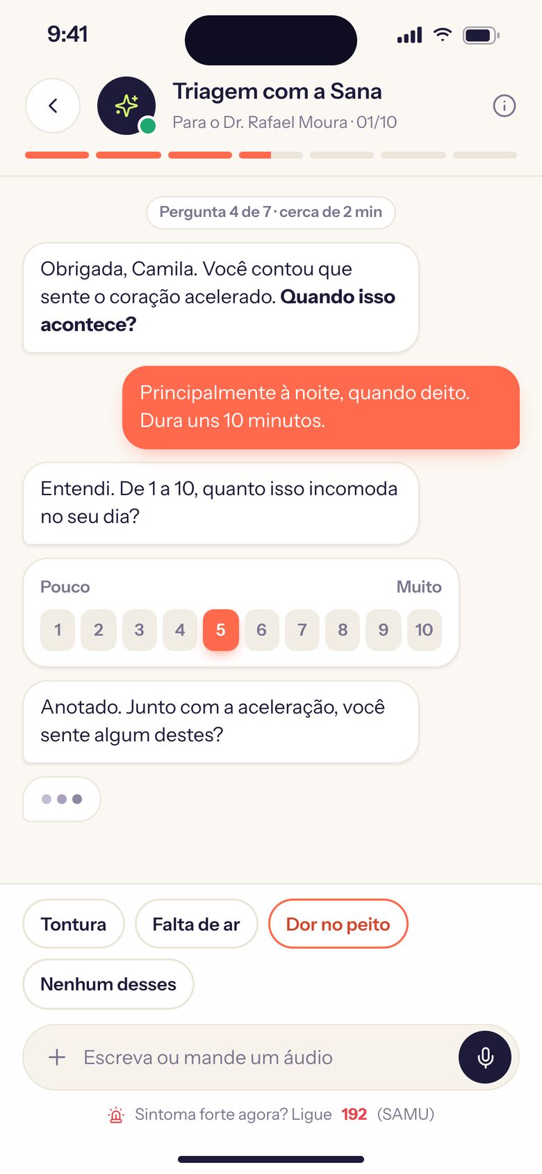 App do paciente com triagem conversacional por IA antes da consulta
