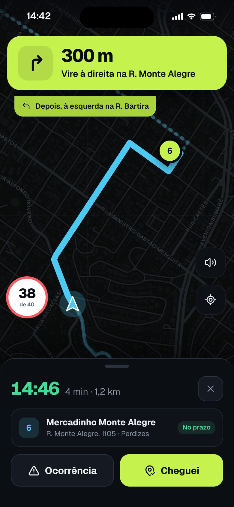Navegação passo a passo no app do motorista entregador