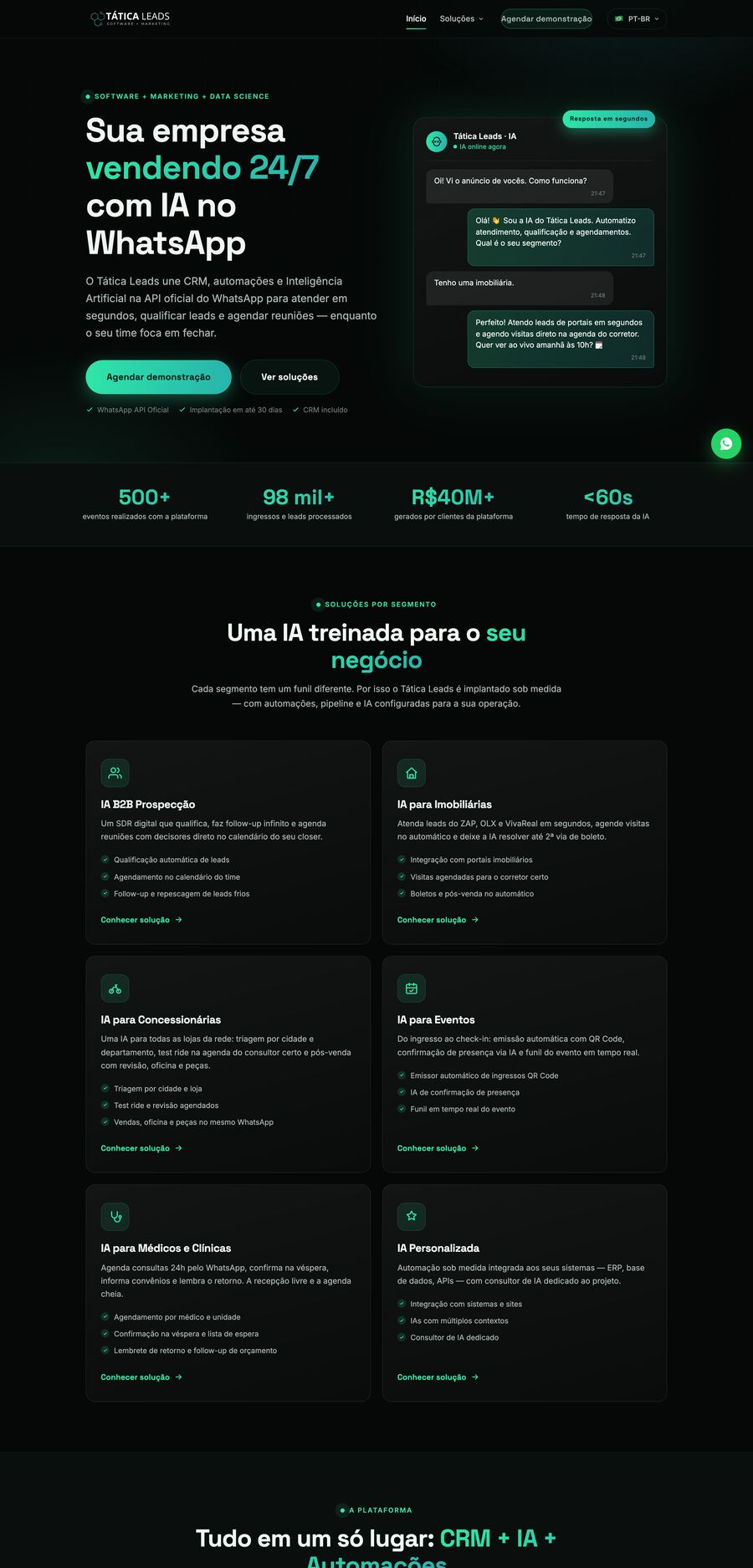 Página do Tática Leads