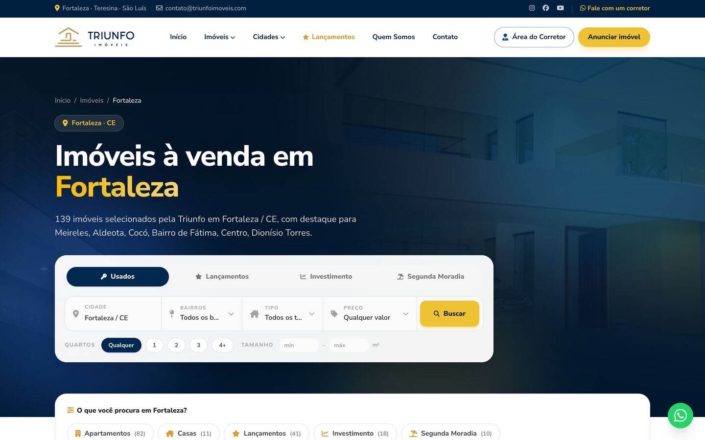 Landing de SEO de imóveis à venda em Fortaleza